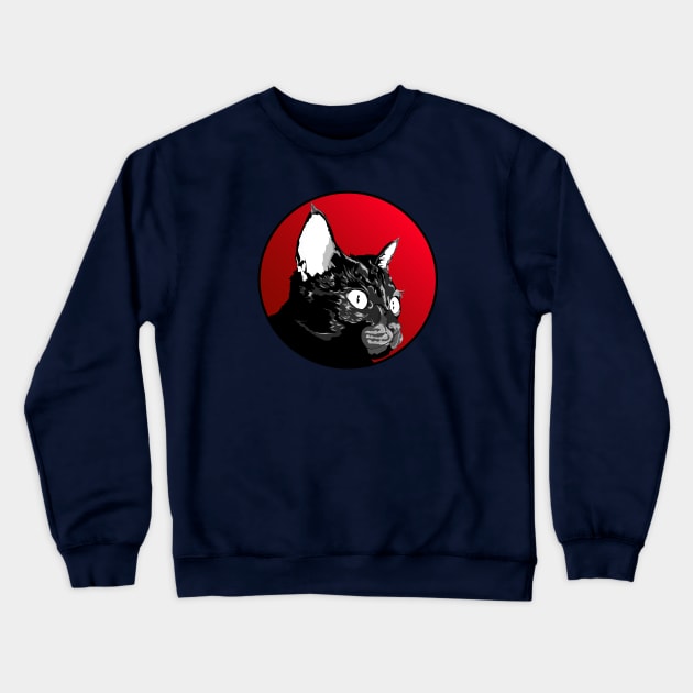 Black Cat Crewneck Sweatshirt by Tosky